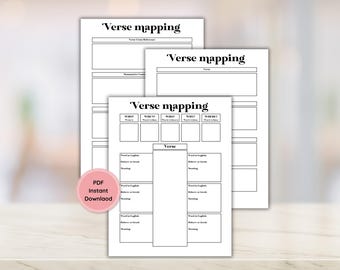 Bible Verse Mapping Template Cute Bible Notes Study Guide Aesthetic Scripture Mapping Worksheet Ideas for Devotional Journal Printable