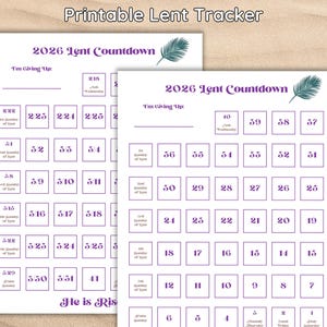 Lent Tracker 2026 Lent Countdown Guide 40 Day Lenten Calendar Adult Lent Planner Lent Sacrifice Tracker Forty Day Tracker