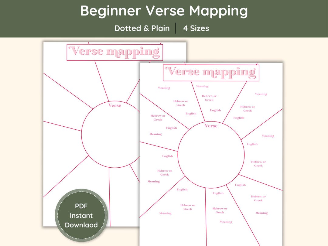 Cute Bible Study Guide Verse Mapping Template Beginner Bible Worksheet ...