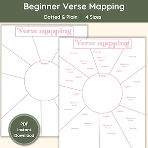 Cute Bible Study Guide Verse Mapping Template Beginner Bible Worksheet Verse Map Template for Women Aesthetic Scripture Mapping Journal