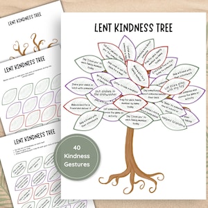 Kids Lent Kindness Tree Craft Activity Sunday School Craft Kindness Challenge Tree Craft Teacher Resource Homeschool Cut and Paste Activity