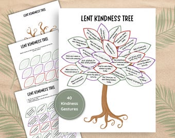 Actividad de manualidades del Árbol de la Bondad para Niños durante la Cuaresma. Desafío de la Bondad para la Escuela Dominical. Recurso para Maestros. Actividad de recortar y pegar para Educación en el Hogar.