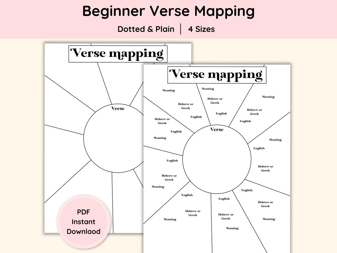Bible Study Guide Verse Mapping Template Beginner Worksheet Verse Map ...