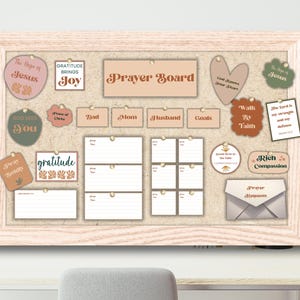 Boho Prayer Board Starter Kit for Women Boho Neutral Prayer Collage Kit Prayer Board Party Printable Christian Vision Board Bible Verses