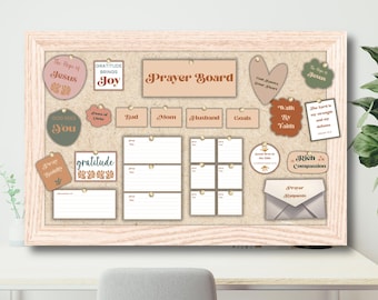 Boho Prayer Board Starter Kit for Women Boho Neutral Prayer Collage Kit Prayer Board Party Printable Christian Vision Board Bible Verses