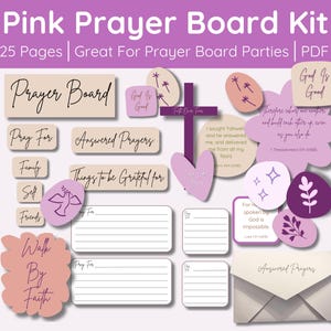 Kit stampabile per lavagna di preghiera per donne Kit collage da parete per preghiera Kit stampabile per lavagna di preghiera rosa per principianti per feste con lavagna di preghiera Prayer Warrior