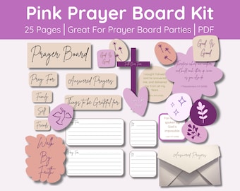 Prayer Board Printable Kit for Women Prayer Wall Collage Kit Pink Starter Prayer Board Printable Kit for prayer board party Prayer Warrior