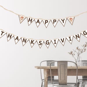 Ghirlanda di gagliardetti per il Ringraziamento, striscione per la decorazione del camino, decorazione rustica autunnale stampabile per l&#39;ospite del Ringraziamento, decorazione fai da te