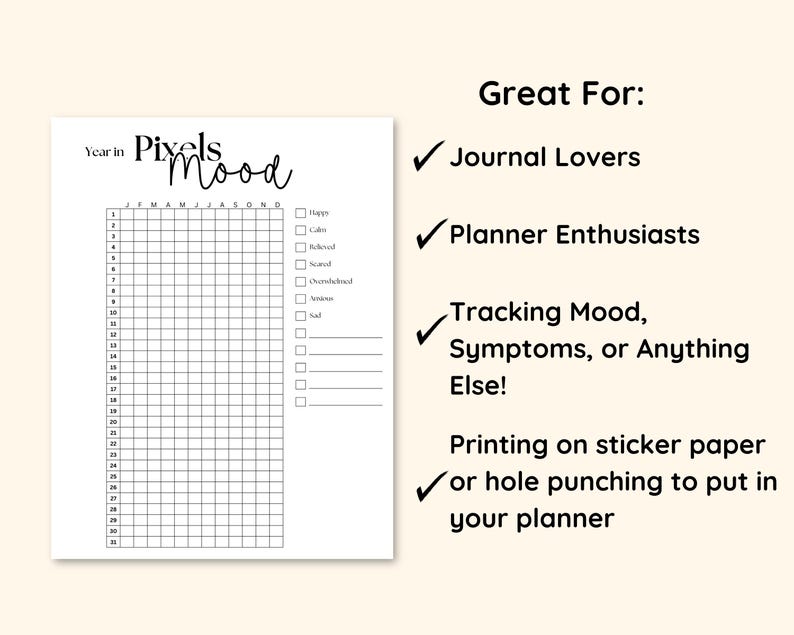 Year in Pixels Tracker at a Glance Mood Tracker Workout Tracker ...