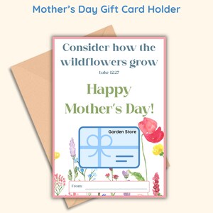 Porta carte regalo per la festa della mamma per nonna amante del giardino, regalo religioso premuroso per mamma cristiana Luca 12 Considera come crescono i fiori selvatici
