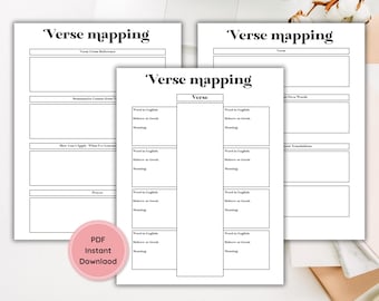 Scripture Mapping Template Cute Bible Notes Study Guide Aesthetic Bible Verse Mapping Worksheet Ideas for Devotional Journal Printable