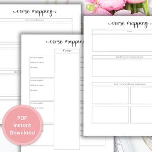 May include: Printable worksheet for studying scripture. The worksheet is divided into sections for verse reference, word in English, definition in Greek, meaning, how to spell the verse in your own words, and writing the verse in different translations.