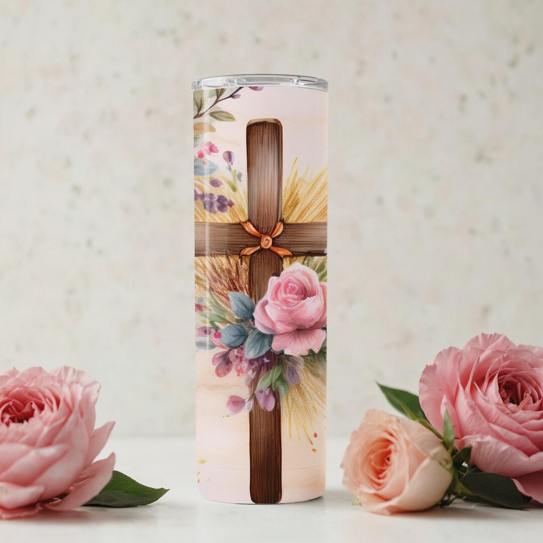 Christian Cross Tumbler Wrap PNG – 20oz Skinny Easter Tumbler ...