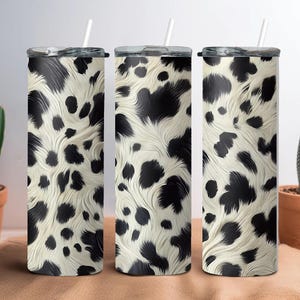 Seamless Cow Print Tumbler Wrap | 20oz Skinny Tumbler Sublimation Design | Realistic Cowhide Fur Pattern | Farmhouse Digital Download PNG