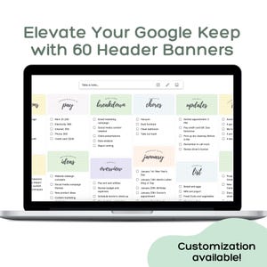 Banner de encabezado de Google Keep: cuadrícula femenina (con personalización) / Descarga instantánea