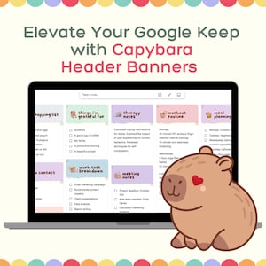 Google Keep Header Banner: Adorable Capybaras | Instant Download