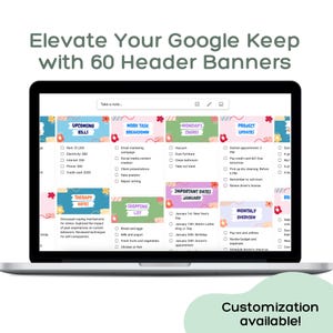 Google Keep Header Banner: Sticker Book (with Customization) | Instant Download