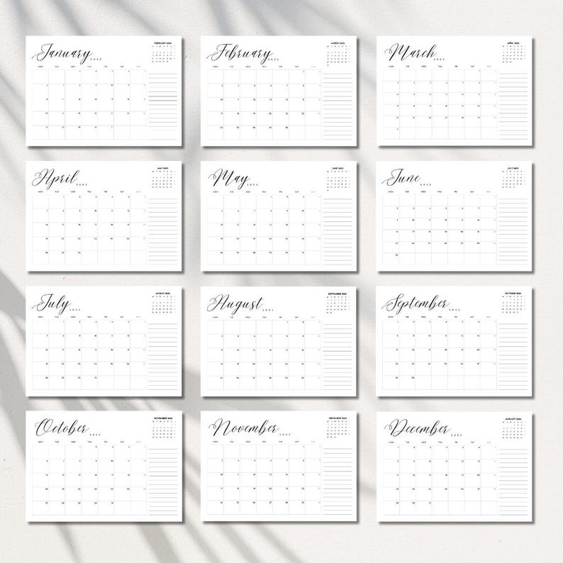 Monday Start Printable 2025 Monthly Calendar A4 Minimalist Aesthetic