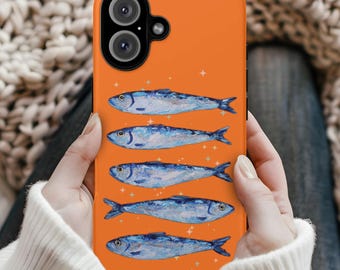 Sardine Phone Case | Retro Art | Coastal Kitchen Aesthetic Protective Case | iPhone Pro Max Plus, Samsung Galaxy Ultra, Google Pixel XL