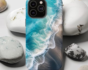 Ocean Waves Phone Case | Turquoise Beach Aerial Coastline Cover | Minimal Coastal Protective Case | iPhone, Samsung Galaxy, Google Pixel
