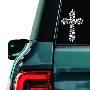 Blumen Kreuz Vinyl Aufkleber: Autofenster Aufkleber