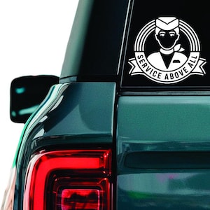 Service above all decal, Flight attendant sticker, Purser decal, Senior flight attendant sticker, Stewardess car window sticker