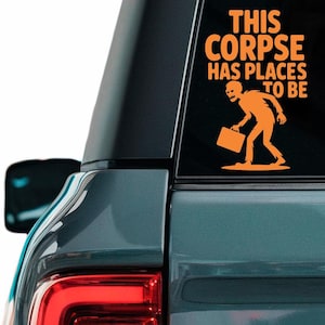 Skeleton Commute Decal: Spooky Office Joke Sticker