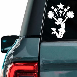 Cheerleader Sticker - Vinyl Aufkleber eines springenden Mädchens mit Pom Poms