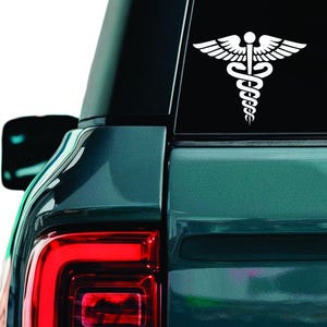 Medical Alert Asclepius Caduceus Sticker - Oval Car Bumper Decal, 4mil Vinyl, Weatherproof, For Car, Laptop, Or Fridge