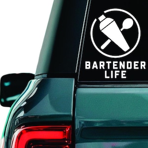 Sticker Bartender Life: autoruitsticker cocktailshaker