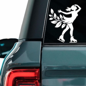 Kunstschaatssticker – schaatser met bloemen eromheen Vinylsticker voor atleten en fans