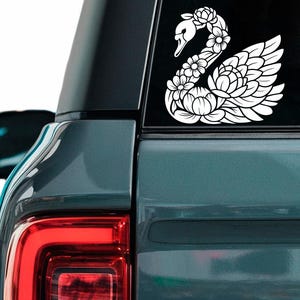 Floral Swan Sticker – Elegant Vinyl Decal for Nature Lovers