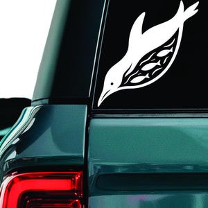 Swimming penguin decal, Penguin with fish sticker, Antarctic bird laptop decal, Diving bird sticker, Penguins car window sticker