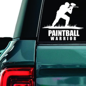 Paintball Sticker – Player Silhouette with Marker Vinyl Decal for Extreme Sport Fans