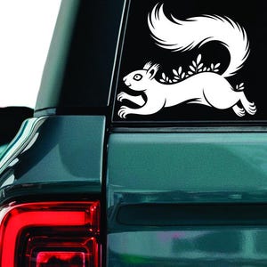 Floral squirrel decal, Tree squirrel sticker, Forest squirrel laptop decal, Wild rodent sticker, Sciuridae car window sticker
