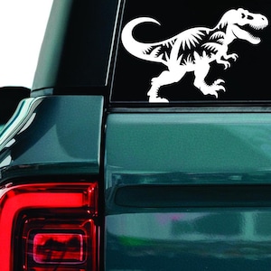 Running T. Rex-sticker, Tyrannosaurus Rex-sticker, T-rex-sticker, oud roofdiersticker, autoruitsticker Dino-koning