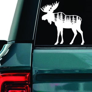 Forest moose decal, Wild moose sticker, Boho elk decal, Mountains moose sticker, Wild nature elk car window sticker