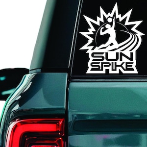 Pic de soleil - Sticker beach-volley, sticker sand baller, sticker pour ordinateur portable joueur de beach-volley, sticker joueur de volley, sticker fenêtre de voiture