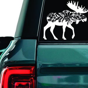 Floral Moose Decal: Boho Wildflower Elk Sticker