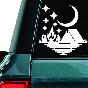 Campfire decal, Camper sticker, Wildlife laptop decal, Outdoor tumbler sticker, campfire car sticker