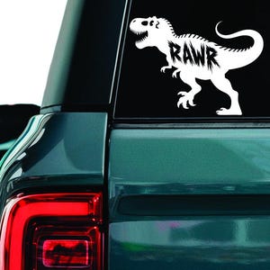 Running T. Rex-sticker, Tyrannosaurus Rex-sticker, T-rex-sticker, oud roofdiersticker, autoruitsticker Dino-koning