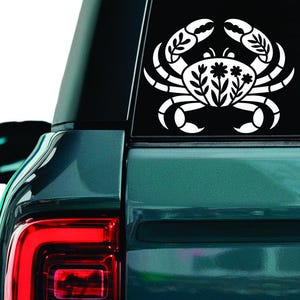 Floral Crab Decal: Marine Crustacean Vinyl Sticker