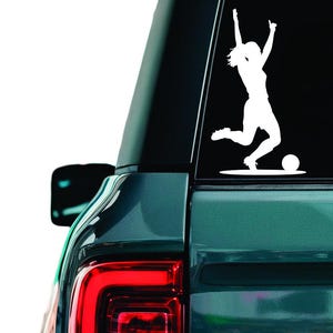 Female Soccer Player Vinyl Decal: Laptop, Car Window Sticker