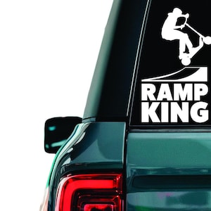 Ramp King Scooter Decal: Urban Pro Scooter Rider Car Window Sticker