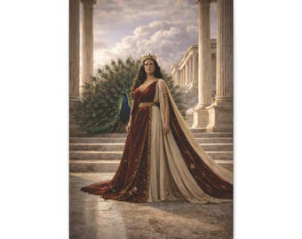 Hera Greek Goddess Canvas Wall Art Mythology Decor Queen of Olympus Divine Feminine Royal Fantasy Art
