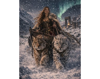 Norse Goddess Freyja Poster, Mythology Wall Art, Goddess of Love and War Decor, Norse Art Print, Fantasy Wall Art, Bedroom Decor