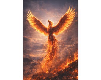 Phoenix Canvas Wall Art Mythical Creature Decor Fire Bird Rebirth Flame Fantasy Art