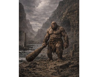 Cyclops Poster, Greek Mythology Wall Art, Giant Monster Decor, One Eyed Giant Art Print, Dark Fantasy Wall Art, Bedroom Decor