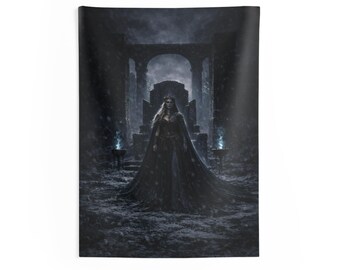 Hel Tapestry Wall Hanging, Norse Goddess Wall Art, Goddess of Death Decor, Norse Mythology Wall Decor, Dark Aesthetic, Fantasy Wall Art