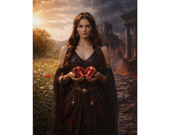 Greek Goddess Persephone Poster, Mythology Wall Art, Queen of the Underworld Decor, Dark Feminine Art Print, Fantasy Wall Art, Bedroom Decor